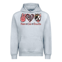 Heather Grey Peace Love French Bulldog Urban Hoodie - Jasminsmagicworld