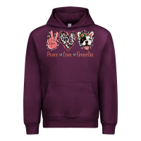 Mauve Wine Peace Love French Bulldog Urban Hoodie - Jasminsmagicworld
