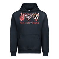 Navy Peace Love French Bulldog Urban Hoodie - Jasminsmagicworld