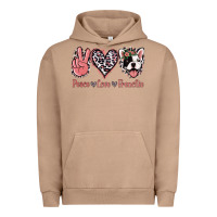 Pigment Burro Peace Love French Bulldog Urban Hoodie - Jasminsmagicworld