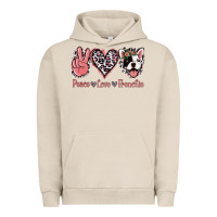 Pigment French Oak Peace Love French Bulldog Urban Hoodie - Jasminsmagicworld