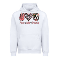White Peace Love French Bulldog Urban Hoodie - Jasminsmagicworld