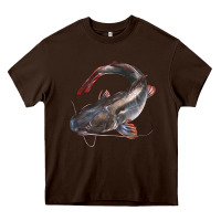 Chocolate Brown Catfish Illustrations Heavy Core Tee - LillyAllenDesigns