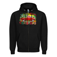 Black merry christmas truck Zipper Hoodie - Zillion Design Studio