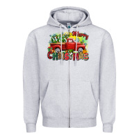 Heather Grey merry christmas truck Zipper Hoodie - Zillion Design Studio