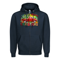 Navy merry christmas truck Zipper Hoodie - Zillion Design Studio