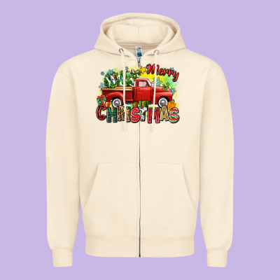 Merry Christmas Truck Zipper Hoodie Designed By Zillion Design Studio