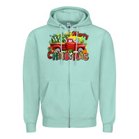 Seafoam merry christmas truck Zipper Hoodie - Zillion Design Studio