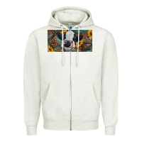 Oatmeal Heather Baby cow with sunflower and leopard Zipper Hoodie - RanaPortraitStore