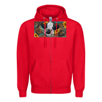 Red Baby cow with sunflower and leopard Zipper Hoodie - RanaPortraitStore