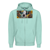 Seafoam Baby cow with sunflower and leopard Zipper Hoodie - RanaPortraitStore