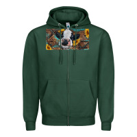 Sports Green Baby cow with sunflower and leopard Zipper Hoodie - RanaPortraitStore