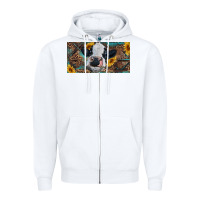 White Baby cow with sunflower and leopard Zipper Hoodie - RanaPortraitStore