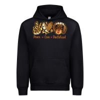 Black Peace Love Dachshund Urban Hoodie - Jasminsmagicworld