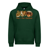 Forest Green Peace Love Dachshund Urban Hoodie - Jasminsmagicworld