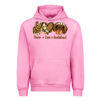 Fuchsia Pink Peace Love Dachshund Urban Hoodie - Jasminsmagicworld