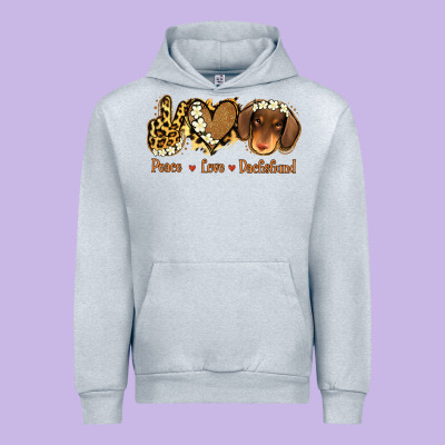Peace Love Dachshund Urban Hoodie Designed By Jasminsmagicworld