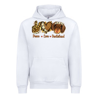 White Peace Love Dachshund Urban Hoodie - Jasminsmagicworld
