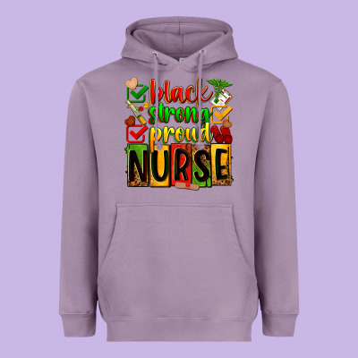 Black Strong Proud Nurse Juneteeenth Heavyweight Hoodie Designed By Zillion Design Studio