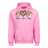 Fuchsia Pink Peace Love Corgi Urban Hoodie - Jasminsmagicworld