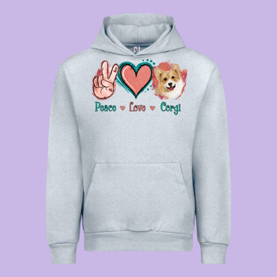 Peace Love Corgi Urban Hoodie Designed By Jasminsmagicworld