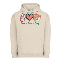 Pigment French Oak Peace Love Corgi Urban Hoodie - Jasminsmagicworld