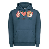 Pigment Midnight Navy Peace Love Corgi Urban Hoodie - Jasminsmagicworld