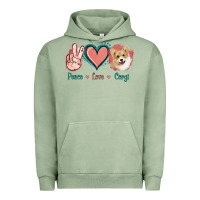 Pigment Oil Green Peace Love Corgi Urban Hoodie - Jasminsmagicworld