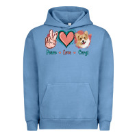 Pigment Pebble Blue Peace Love Corgi Urban Hoodie - Jasminsmagicworld