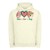 Pigment Pistachio Peace Love Corgi Urban Hoodie - Jasminsmagicworld
