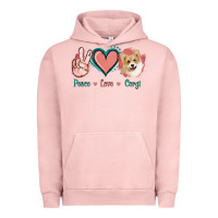 Pigment Salmon Peace Love Corgi Urban Hoodie - Jasminsmagicworld