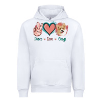 White Peace Love Corgi Urban Hoodie - Jasminsmagicworld