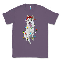 Lavender Christmas White Shepherd With Christmas Lights Classic Tee - RanaPortraitStore