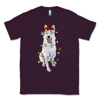 Plum Christmas White Shepherd With Christmas Lights Classic Tee - RanaPortraitStore