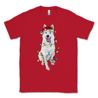 Red Christmas White Shepherd With Christmas Lights Classic Tee - RanaPortraitStore