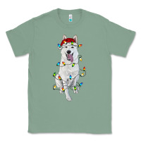 Sage Christmas White Shepherd With Christmas Lights Classic Tee - RanaPortraitStore