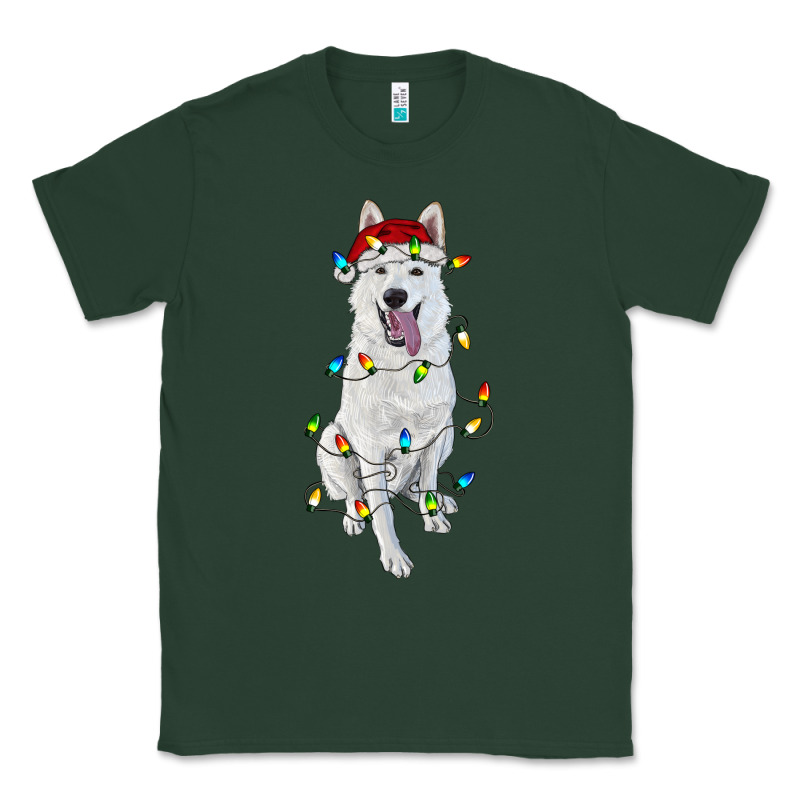 Christmas White Shepherd With Christmas Lights Classic Tee by RanaPortraitStore | Teevron