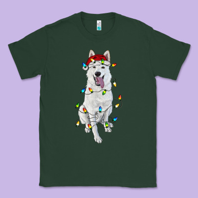 Christmas White Shepherd With Christmas Lights Classic Tee Designed By Ranaportraitstore