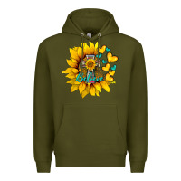 Army Green western sunflower  cross believe Premium Hoodie - BarkalooDesign