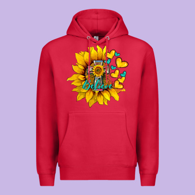 Western Sunflower  Cross Believe Premium Hoodie Designed By Barkaloodesign