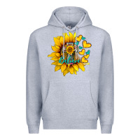 Heather Grey western sunflower  cross believe Premium Hoodie - BarkalooDesign