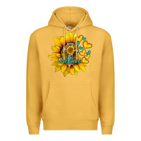Mustard western sunflower  cross believe Premium Hoodie - BarkalooDesign