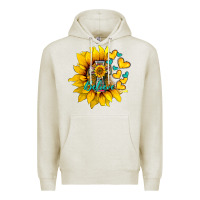 Oatmeal Heather western sunflower  cross believe Premium Hoodie - BarkalooDesign
