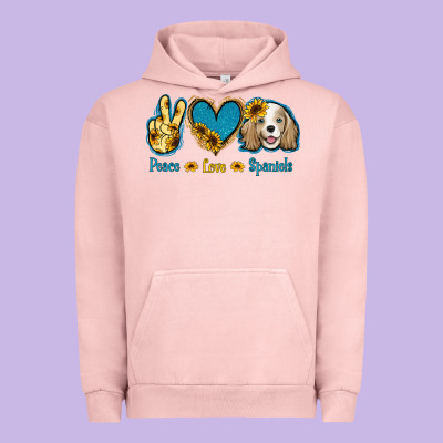 Peace Love Cocker Spaniel Urban Hoodie Designed By Jasminsmagicworld