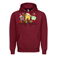 Burgundy merry christmas tooth Zipper Hoodie - Zillion Design Studio