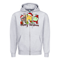Heather Grey merry christmas tooth Zipper Hoodie - Zillion Design Studio