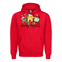 Red merry christmas tooth Zipper Hoodie - Zillion Design Studio