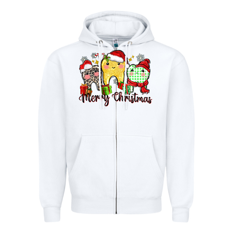 Merry Christmas Tooth Zipper Hoodie by Zillion Design Studio | Teevron