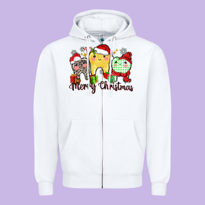 Merry Christmas Tooth Zipper Hoodie Designed By Zillion Design Studio