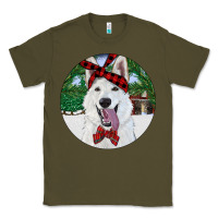 Army Green Christmas White Shepherd With Cowhide Classic Tee - RanaPortraitStore